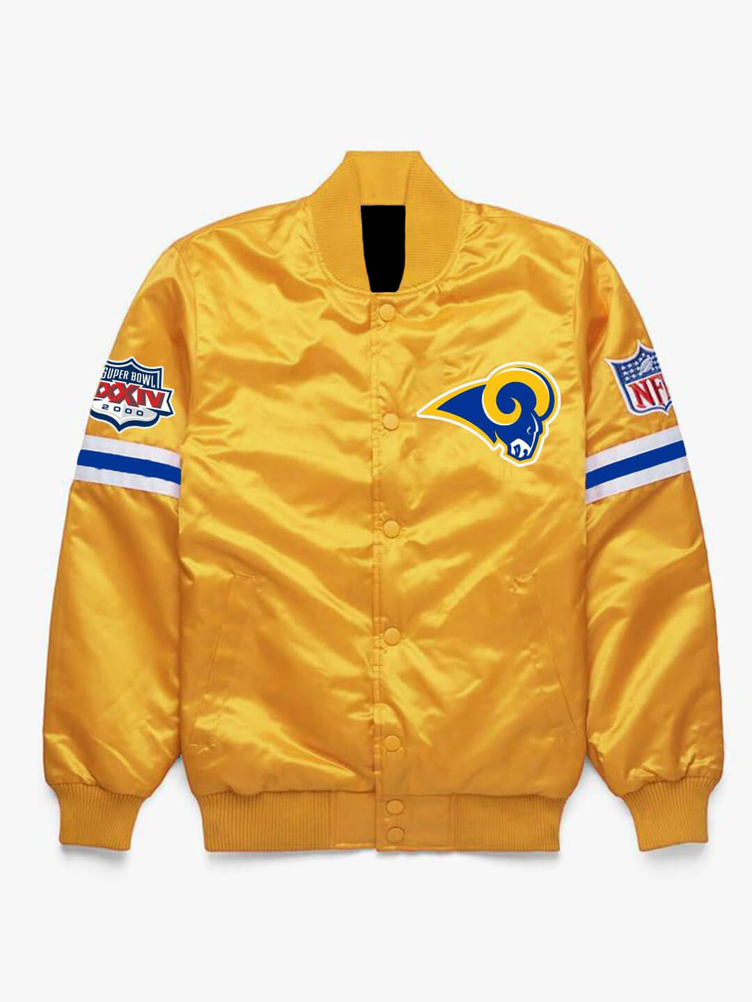 NFL Yellow Los Angeles Rams Satin Jacket (1) NFL Yellow Los Angeles Rams Satin Jacket