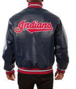 Navy Blue Cleveland Indians Baseball Leather Jacket