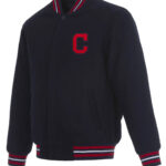 Navy Blue Cleveland Indians Letterman Varsity Jacket