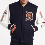 Navy Blue MLB Detroit Tigers Varsity Jacket
