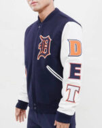 Navy Blue MLB Detroit Tigers Varsity Jacket