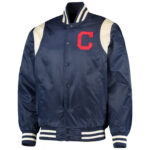 Navy MLB Cleveland Indians Satin Jacket