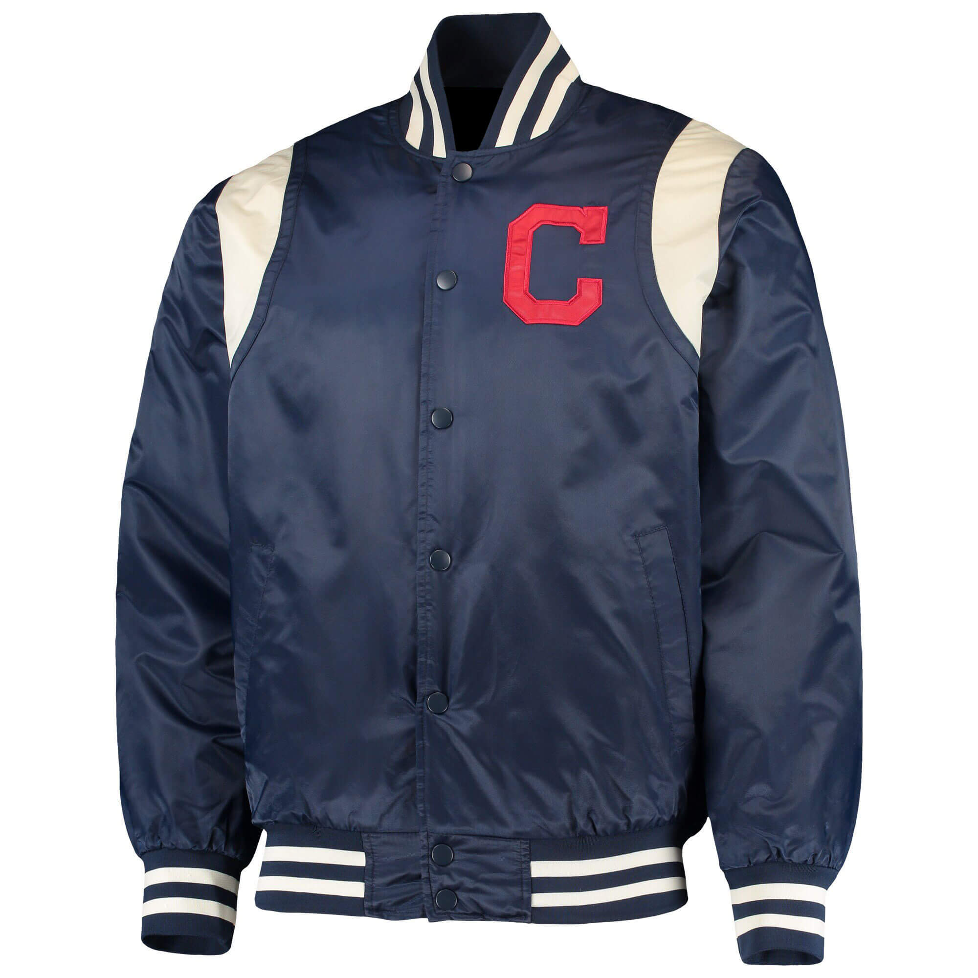 Navy MLB Cleveland Indians Satin Jacket (1) Navy MLB Cleveland Indians Satin Jacket