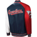Navy Red MLB Cleveland Guardians Reliever Satin Jacket