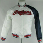 Navy White MLB Cleveland Indians Satin Jacket