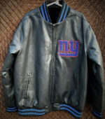 New York Giants NFL Black Leather Jacket