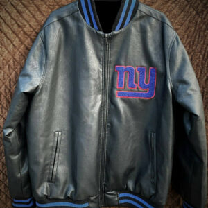 New York Giants NFL Black Leather Jacket