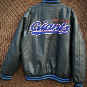 New York Giants NFL Black Leather Jacket