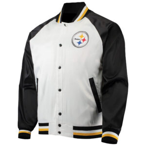 Pittsburgh Steelers NFL White And Black Satin Jacket