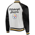 Pittsburgh Steelers NFL White And Black Satin Jacket