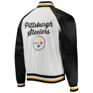 Pittsburgh Steelers NFL White And Black Satin Jacket