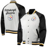 Pittsburgh Steelers NFL White And Black Satin Jacket