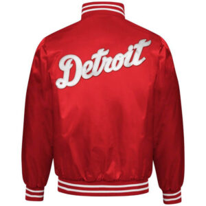 Red Detroit Tigers Old English D Patent Satin Jacket