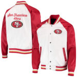 San Francisco 49ers White And Scarlet NFL Satin Jacket
