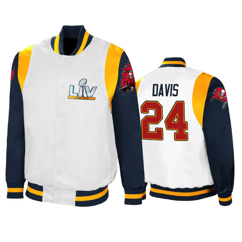 Tampa Bay Buccaneers Carlton Davis White Satin Jacket Tampa Bay Buccaneers Carlton Davis White Satin Jacket