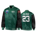 Tevin Coleman New York Jets Green Satin Jacket
