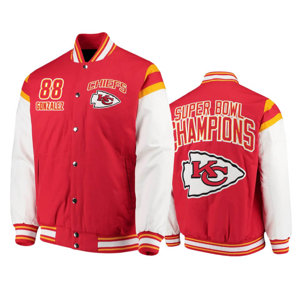 Tony Gonzalez NFL Kansas City Chiefs Bomber Jacket Tony Gonzalez NFL Kansas City Chiefs Bomber Jacket