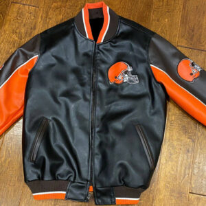 Vintage Black NFL Cleveland Browns Leather Jacket