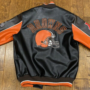 Vintage Black NFL Cleveland Browns Leather Jacket