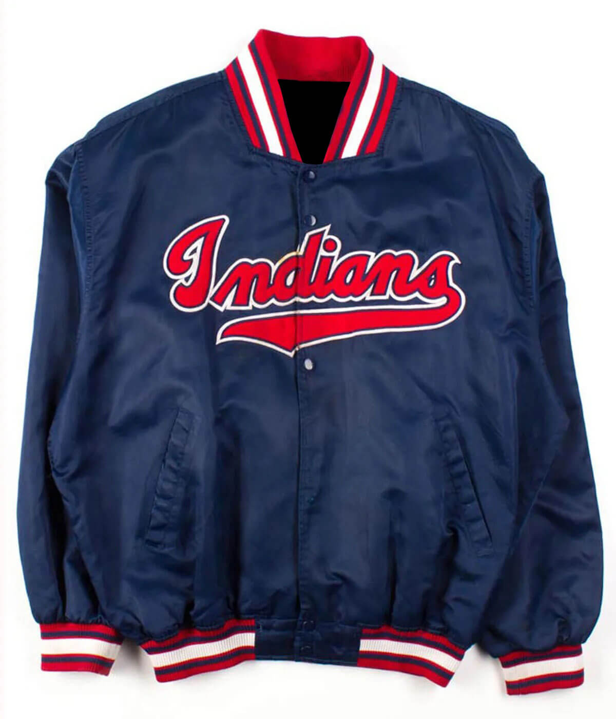 Vintage Blue Cleveland Indians Satin Jacket (1) Vintage Blue Cleveland Indians Satin Jacket