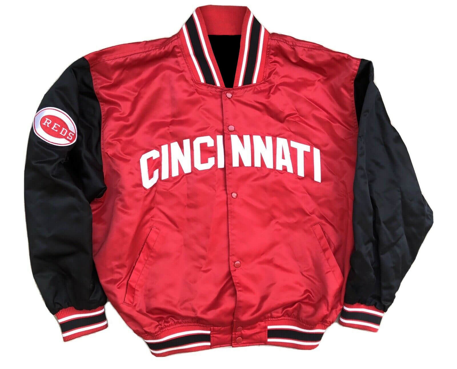 Vintage MLB Black Red Cincinnati Reds Satin Jacket (1) Vintage MLB Black Red Cincinnati Reds Satin Jacket