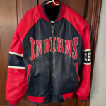Vintage MLB Blue Red Cleveland Indians Leather Jacket