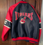 Vintage MLB Blue Red Cleveland Indians Leather Jacket