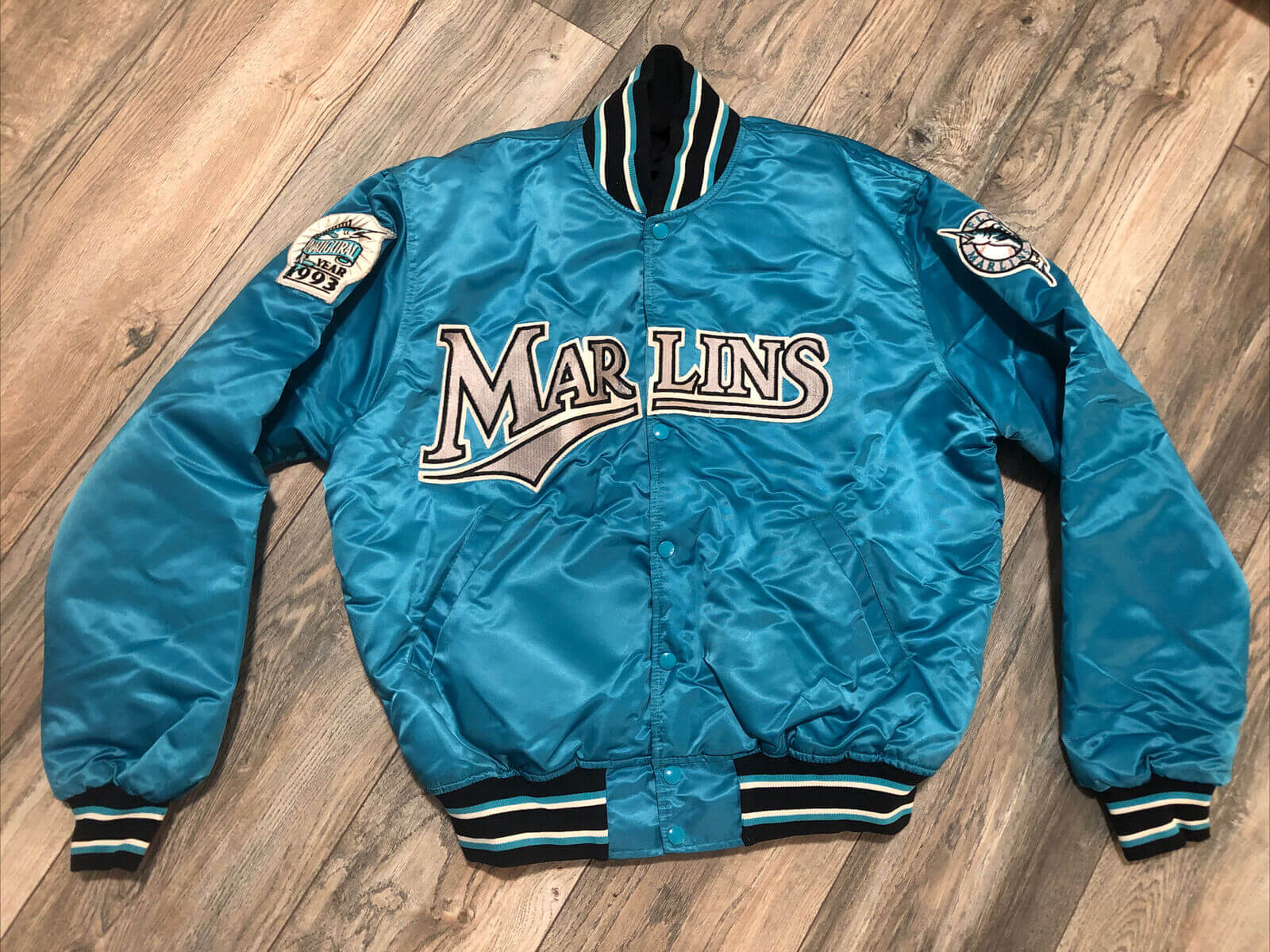Maker of Jacket MLB Miami Marlins Vintage Blue Satin