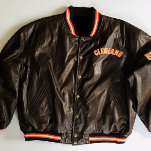 Vintage NFL Brown Cleveland Browns Leather Jacket
