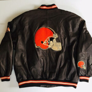 Vintage NFL Brown Cleveland Browns Leather Jacket