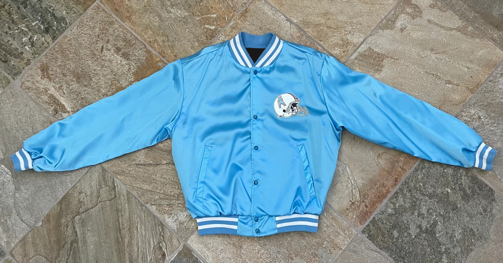 Bomber Houston Oilers Light Blue Satin Jacket