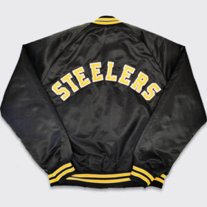 Vintage NFL Pittsburgh Steelers Black Satin Jacket