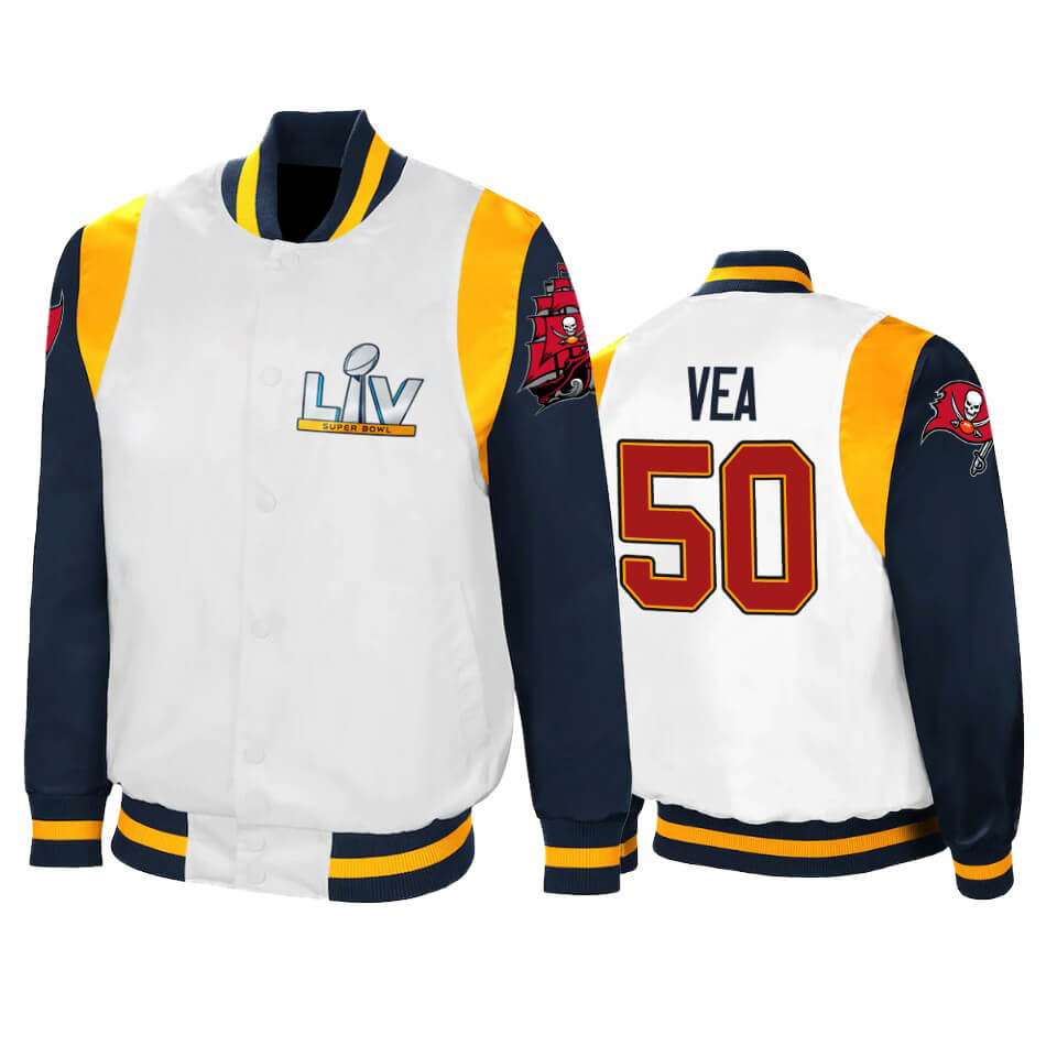 Vita Vea Tampa Bay Buccaneers White Satin Jacket Vita Vea Tampa Bay Buccaneers White Satin Jacket