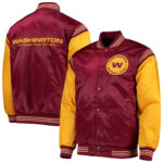 Washington Commanders Maroon Gold NFL Satin Jacket