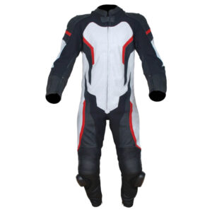 White Black Custom Motorcycle Racing Leather Suit
