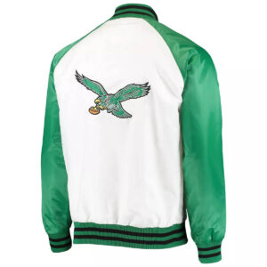 White Green Philadelphia Eagles NFL Satin Jacket