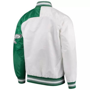 White Green Philadelphia Eagles NFL Team Satin Jacket