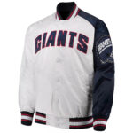 White Navy NFL New York Giants Satin Jacket