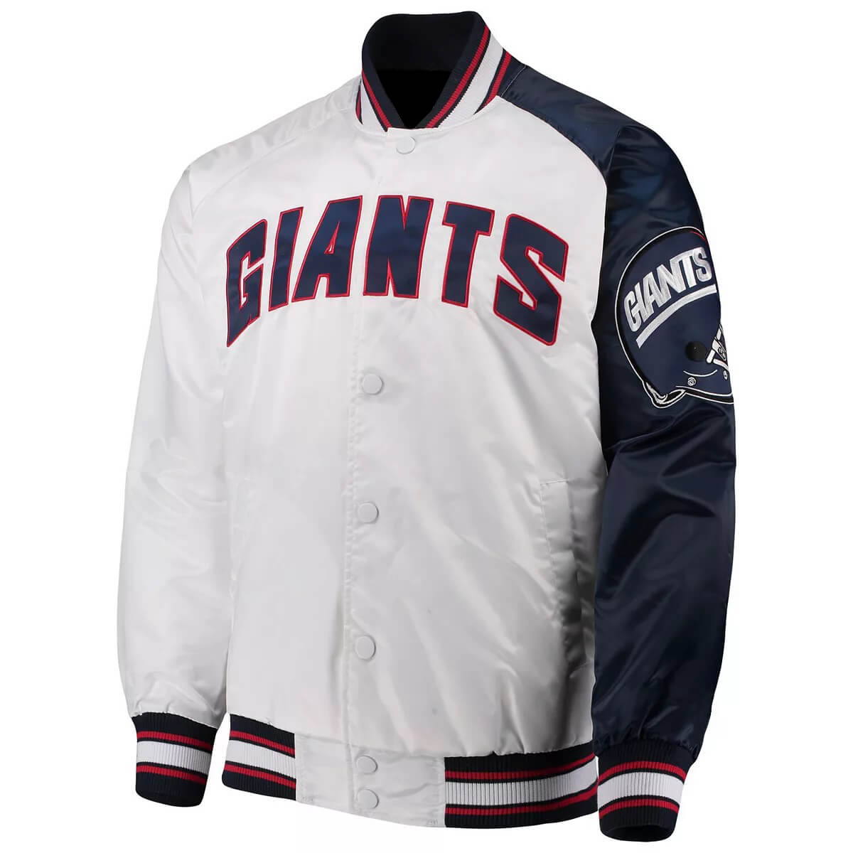 White Navy NFL New York Giants Satin Jacket (1) White Navy NFL New York Giants Satin Jacket
