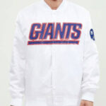 White New York Giants NFL Satin Jacket