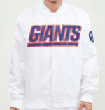 White New York Giants NFL Satin Jacket