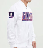 White New York Giants NFL Satin Jacket