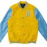 Yellow Blue MLB Boston Red Sox Wool Leather Jacket