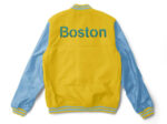 Yellow Blue MLB Boston Red Sox Wool Leather Jacket