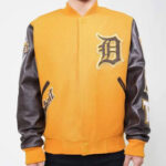 Yellow Brown MLB Detroit Tigers Varsity Jacket