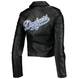 Black MLB Los Angeles Dodgers Biker Leather Jacket