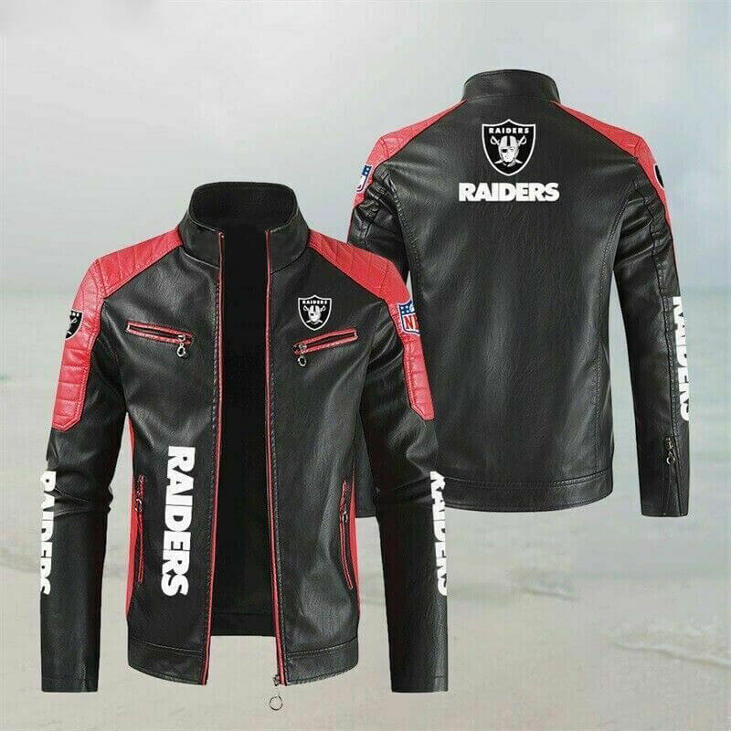 Black Red NFL Las Vegas Raiders Leather Jacket (1) Black Red NFL Las Vegas Raiders Leather Jacket
