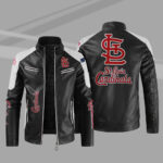 Black White MLB St. Louis Cardinals Leather Jacket