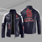 Blue White MLB St. Louis Cardinals Leather Jacket