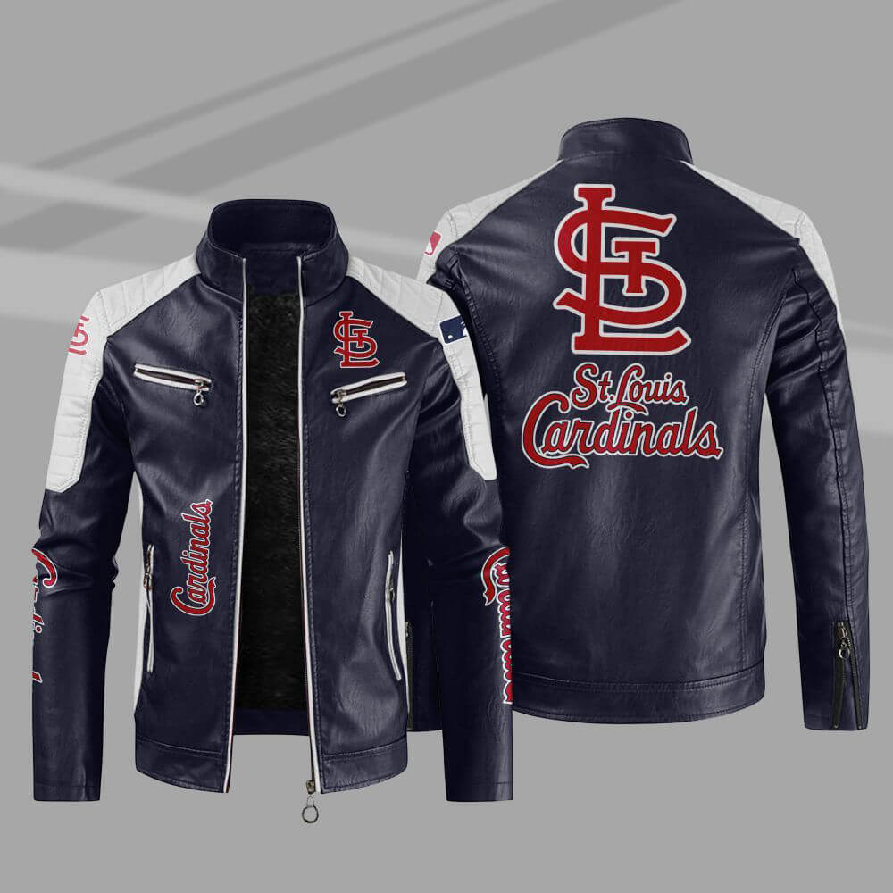 Blue White MLB St. Louis Cardinals Leather Jacket - Maker of Jacket